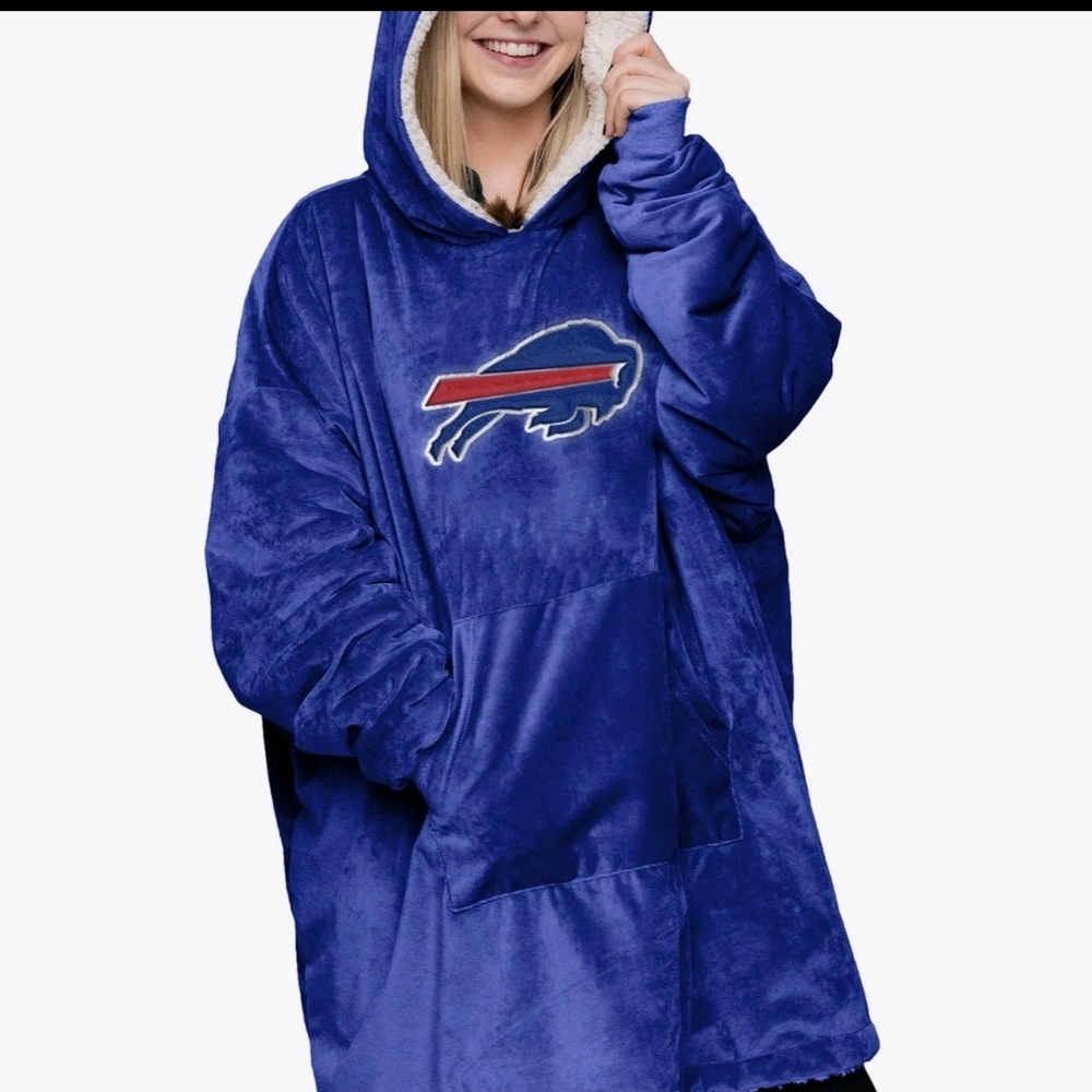 Blue Oversized Hoodie with Buffalo Logo